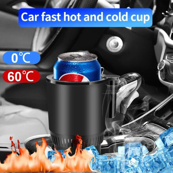 2 In 1 Car Heating Cooling Cup. 12V Smart Car Cup Holder Digital Temperature Display Drink Cup Warmer Cooler Mini Car Refrigerator